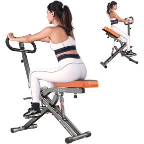 آلات التجديف لآلة القرفصاء من سوجيسهوم للمنزل قابلة للطي، آلة تجديف اللياقة البدنية، آلة القرفصاء والصف مع شريطي مقاومة قابلين للتعديل لممارسة التمارين الرياضية، سعة وزن 300 رطل، أحمر in Kuwait