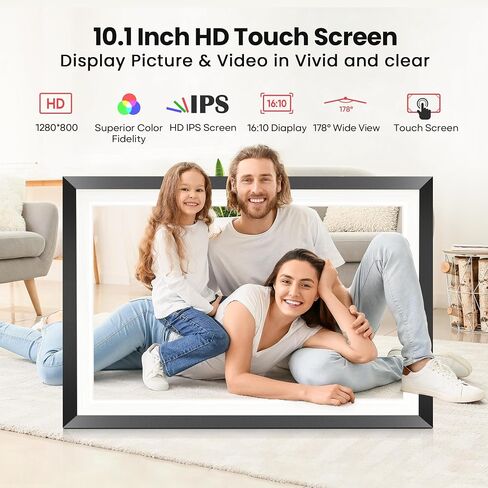 RCA WiFi Digital Picture Frame 10.1" Uhale Photo Frames Electronic HD IPS Touch Screen Display with 32GB Memory LED Lights, Support USB/SD Card, Auto Rotate, Slideshow, Instantly Share Photos Videos in Saudi Arabia