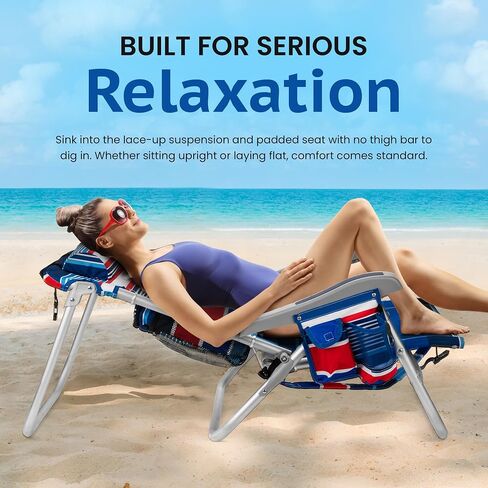 Homevative Cooler+ Folding Backpack Beach Chair with 5 Positions, Towel bar, XL Cooler Pouch, Storage Net, Cup and Phone Holder, Breeze, 2 Pack in Saudi Arabia
