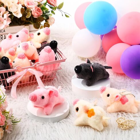 HyDren 24 Pcs 4 in Cute Plush Mini Piggy Toy Animals Plush Piggy Party Gift Pig Keychain Backpack for Boys Girls Birthday Party Gifts, DIY Home Decoration in Saudi Arabia