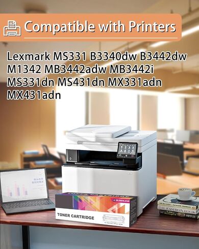 55B1000 خراطيش الحبر 1 حزمة (مع رقاقة) متوافقة مع خراطيش الحبر LEXMARM 55B1000 لـ LEXMARM MS331DN ، MS431DN ، MS431DW ، MX331ADN ، MX431ADN ، MX431ADW ، MX432ADWE in Kuwait