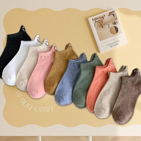 Cute Socks, 10 Pairs Ankle Socks, Cotton kawaii Funny Embroidered Low Cut Socks for Women Girl- One Size Fits All in Saudi Arabia