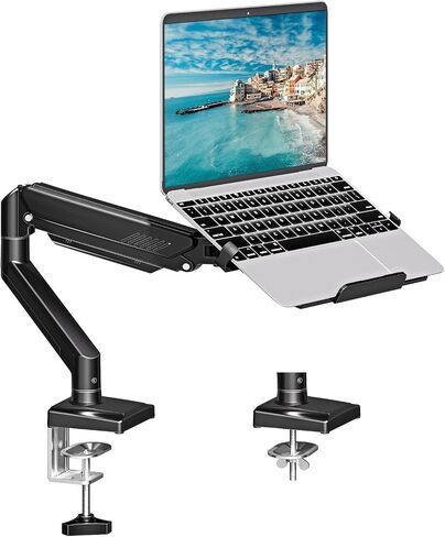 MOUNTUP Laptop Stand for Desk, 2-in-1 Monitor Mount with Laptop Tray Holds up to 19.8lbs, Adjustable Laptops Arm Mount for Max 17" Notebook & 32" Monitor, Laptops Desk Arm with Clamp/Grommet in Saudi Arabia