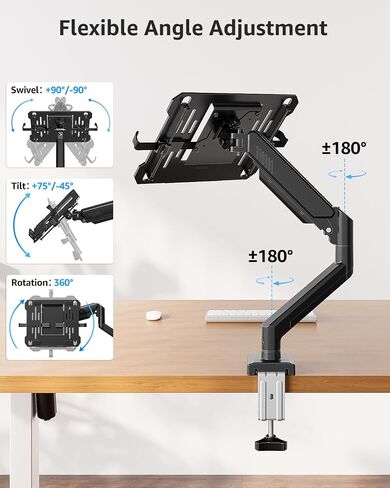 MOUNTUP Laptop Stand for Desk, 2-in-1 Monitor Mount with Laptop Tray Holds up to 19.8lbs, Adjustable Laptops Arm Mount for Max 17" Notebook & 32" Monitor, Laptops Desk Arm with Clamp/Grommet in Saudi Arabia