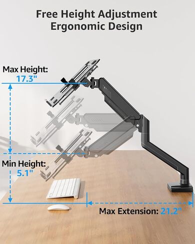 MOUNTUP Laptop Stand for Desk, 2-in-1 Monitor Mount with Laptop Tray Holds up to 19.8lbs, Adjustable Laptops Arm Mount for Max 17" Notebook & 32" Monitor, Laptops Desk Arm with Clamp/Grommet in Saudi Arabia
