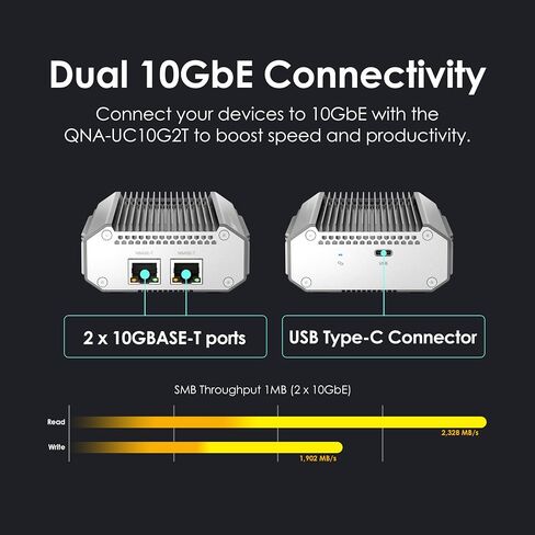 QNAP 10GBASE-T Network Adapter to USB 4 Type-C & Thunderbolt 3/4 Compatible (QNA-UC10G1T) in Saudi Arabia