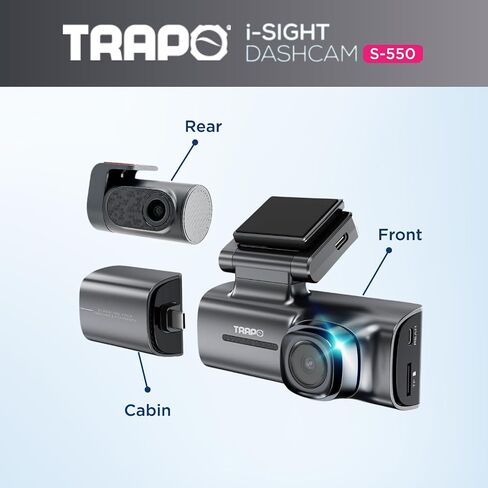 i-Sight S650 Dash Cam Front and Rear for Cars. Dash Camera for Cars with 60fps, 2K Dashcam, Built-in GPS, Wi-Fi, Lane Departure Alert, Voice Control, Parking Mode & G-Sensor in Saudi Arabia