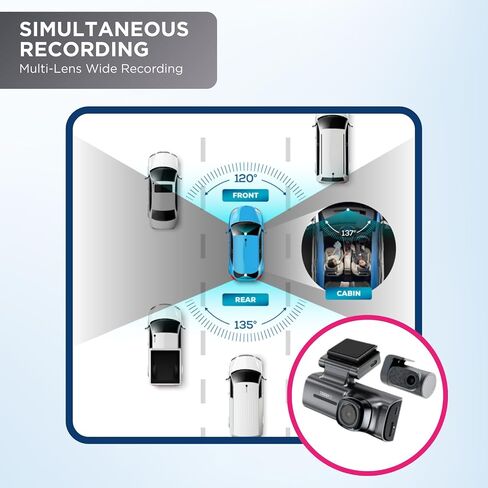 i-Sight S650 Dash Cam Front and Rear for Cars. Dash Camera for Cars with 60fps, 2K Dashcam, Built-in GPS, Wi-Fi, Lane Departure Alert, Voice Control, Parking Mode & G-Sensor in Saudi Arabia