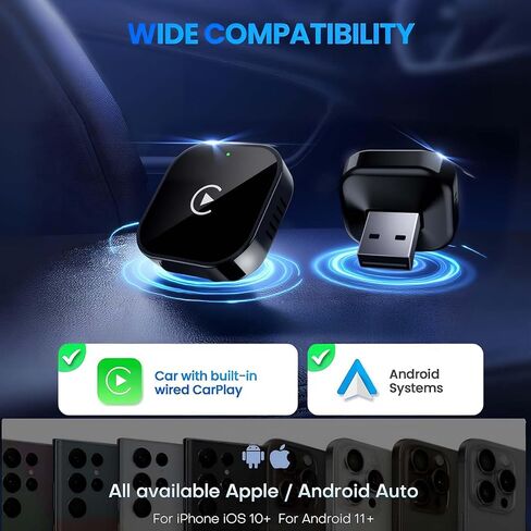 المحول اللاسلكي تحويل سلكية إلى اللاسلكي ل carplay ＆ أندرويد صغير الحجم ، والتوصيل والتشغيل ، واتصال سريع ومستقر in Kuwait