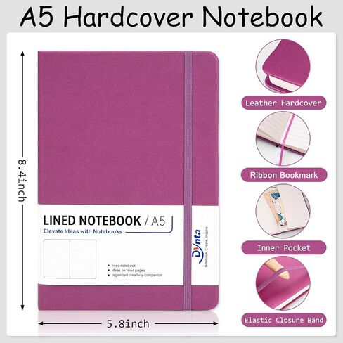 Blank Journal Notebooks for Women Men, 6 Packs A5 Hardcover Sketchbook, 200 Pages/100 Sheets Unlined Paper, 6 Colors, 5.8" x 8.4" Plain Journals bulk for Writing, Sketching, Drawing in Saudi Arabia