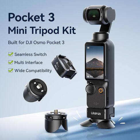 Ulanzi PK-08 Pocket 3 Mini Tripod لـ DJI Osmo Pocket 3 ، التوافق: Osmo Pocket 3 ، Black in Saudi Arabia