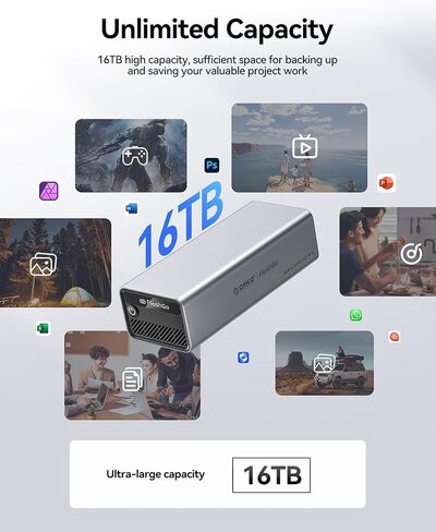 ORICO FlashGo 4TB External SSD Up to 3200MB/s, Thunderbolt 4 (40Gbps), USB-C (10Gbps) External Solid State Drive, Aluminum Alloy & Built-in Fan Design for Mac mini MacBook Video Eediting - FG02 in Saudi Arabia