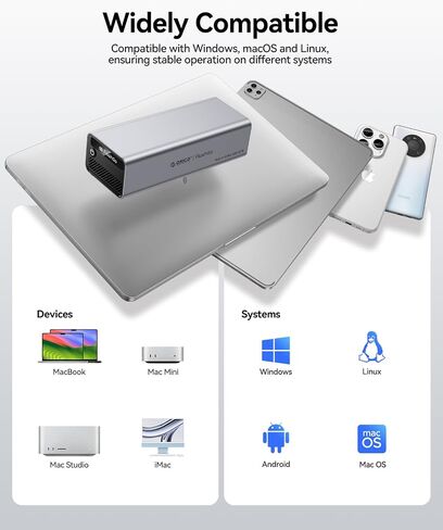 ORICO FlashGo 4TB External SSD Up to 3200MB/s, Thunderbolt 4 (40Gbps), USB-C (10Gbps) External Solid State Drive, Aluminum Alloy & Built-in Fan Design for Mac mini MacBook Video Eediting - FG02 in Saudi Arabia