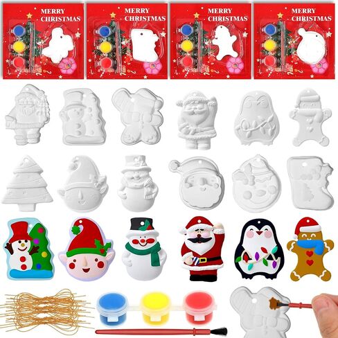 Syhood 36 Set Christmas Gingerbread Man Ceramic Painting Kit with Christmas Greeting Cards Paint Your Own Gingerbread Man Plaster Holiday Crafts Ornaments Xmas Gifts Exchange for Christmas Party Decor in Saudi Arabia