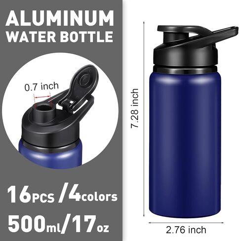 16 Pack Aluminum Water Bottles with Snap Lid Aluminum Reusable Sports Lightweight Leak Proof Water Bottles Bulk for Gym Hiking Cycling Sports Outdoor(20 oz) in Saudi Arabia