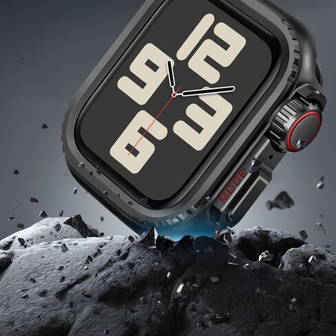 الحالات المعدنية متوافقة مع Apple Watch Series 9/8/7 45 مم ، 2 في 1 غطاء واقية من الفولاذ المقاوم للصدأ ، مصد وعرة مع إطار خلفي لـ IWatch 9/8/7 45 مم ، أسود in Kuwait
