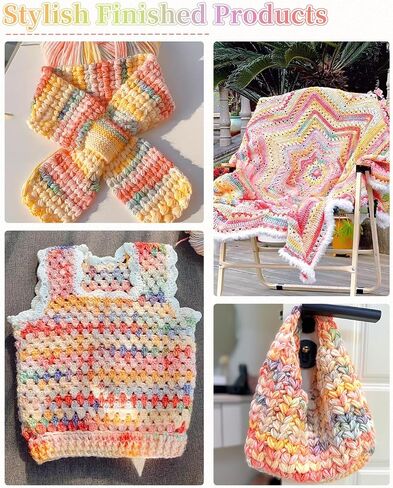 Coopay Yarn for Crocheting & Knitting, Gradient Cake Yarns (Rainbow) in Kuwait