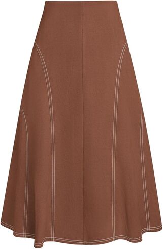 Kate Kasin Women's Suede Midi Skirt 2024 Fall Winter High Waist A Line Skirt in Saudi Arabia