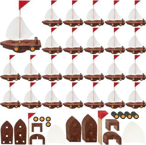 Hahafelt 24 Pack 3D Floating Ship Craft Kit, DIY Sailboat Model Floating Boat Puzzle Craft Kit, Build a Model Boat Toy for VBS Vacation Bible School DIY Project Birthday Home Decoration Handmade Gift in Saudi Arabia