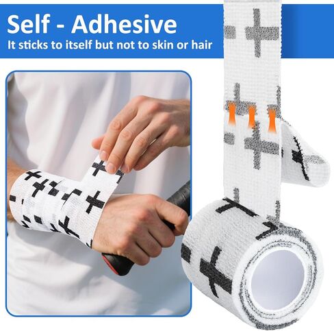 Noverlife 12 Colors Non-wonven Self Adhesive Bandage Wrap for Finger Guard Nail Protector, 2.5cm x 4.5m / 1" x 5yd Waterproof Cohesive Elastic Tape Sports Fixing Band Stretch Wrap in Saudi Arabia