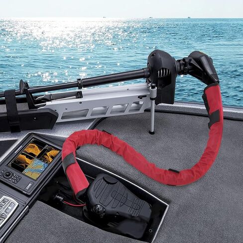 Trolling Motor Cable Zipper Sleeve Boat Wire Cover -48'' Red Cable Sleeve Electric Outboard Rigging Hose Cover Protector, Weather-Resistant Convenient Access, Organized Cable Holder Managemen in Saudi Arabia