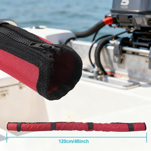 Trolling Motor Cable Zipper Sleeve Boat Wire Cover -48'' Red Cable Sleeve Electric Outboard Rigging Hose Cover Protector, Weather-Resistant Convenient Access, Organized Cable Holder Managemen in Saudi Arabia