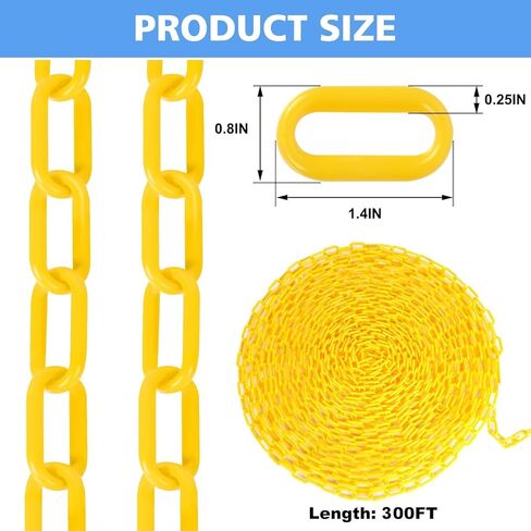 سلسلة بلاستيكية بطول 200 قدم، سلسلة حاجز بلاستيكي، سلاسل بلاستيكية صفراء، سلسلة حاجز أمان مقاومة للطقس للتحكم في الحشود، والتنبيه، ومواقف السيارات، والحديقة in Kuwait