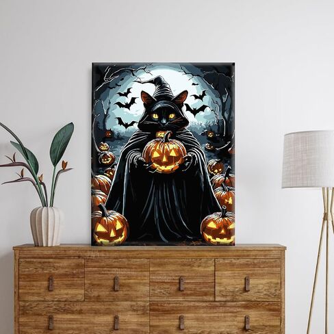 Halloween Paint by Numbers Kits for Adults Beginner with Framed Canvas, Ghost Pumpkins Color by Number, Easy Adult Paint by Numbers Painting Kit, Acrylic Arts and Crafts for Home Wall Decor 8x12inch in Saudi Arabia