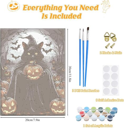 Halloween Paint by Numbers Kits for Adults Beginner with Framed Canvas, Ghost Pumpkins Color by Number, Easy Adult Paint by Numbers Painting Kit, Acrylic Arts and Crafts for Home Wall Decor 8x12inch in Saudi Arabia