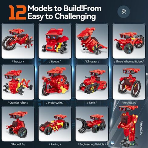 12-in-1 STEM Robot Kit Toys for Kids 8-12 12-16, DIY Building Educational STEM Science Kits for Kids Age 8-12 12-16, 8 9 10 11 12 13 14 15 16 Year Old Boy Birthday Gifts in Saudi Arabia