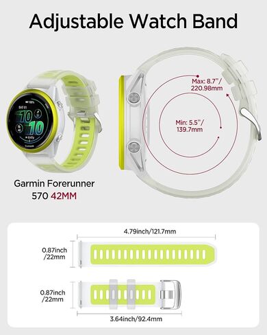 MIIMALL TPU Band for Garmin Forerunner 970/570/55/165 ، إصدار سريع ، حزام بديل قابل للتعديل من الهلام 20 مم/22 ملم للنساء في Vivoactive 6/5/4/3 in Saudi Arabia
