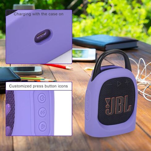 YouKnow Silicone Case for JBL Clip 5 Ultra Portable Bluetooth Speaker, with Removable Strap Attach to Bike Golf Cart Boat (Black) in Kuwait