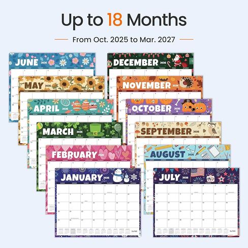 SUNEE 2025 Desk Calendar Large 22x17 from Now to March 2026, Extra Large Desktop Monthly Calendar Pad 18 Months For Teacher or Family, Desk Top Calendar, Black in Kuwait