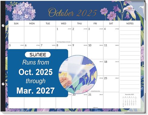 SUNEE 2025 Desk Calendar Large 22x17 from Now to March 2026, Extra Large Desktop Monthly Calendar Pad 18 Months For Teacher or Family, Desk Top Calendar, Black in Kuwait