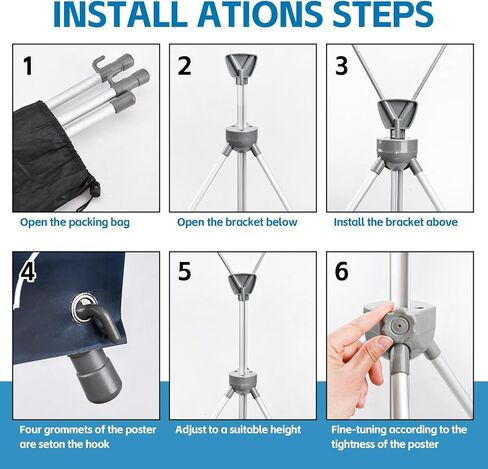 USCNC X Banner Stand Adjustable Fit Banner 23 x 63 to 32 x 78 Inch, Portable Travel Bag, Bigger, More Adaptable Advertising, Stores, Tradeshow, Restaurant, Event, Birthday & Party (1 PACk) in Kuwait