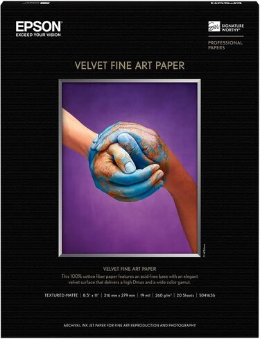 Epson S041637 Velvet Fine Art Paper ، 13 × 19 ، White (حزمة من 20 ورقة) in Saudi Arabia