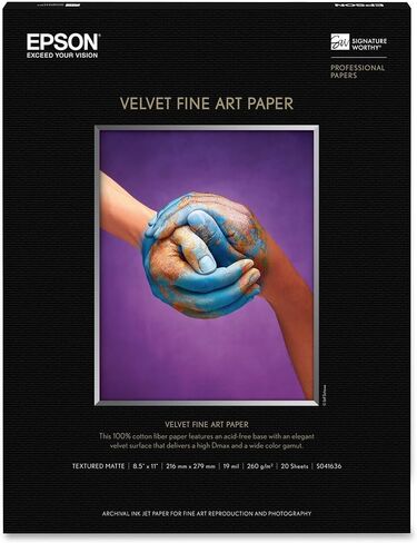 Epson S041637 Velvet Fine Art Paper ، 13 × 19 ، White (حزمة من 20 ورقة) in Saudi Arabia