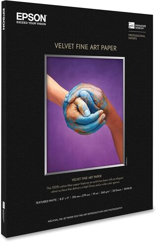 Epson S041637 Velvet Fine Art Paper ، 13 × 19 ، White (حزمة من 20 ورقة) in Saudi Arabia