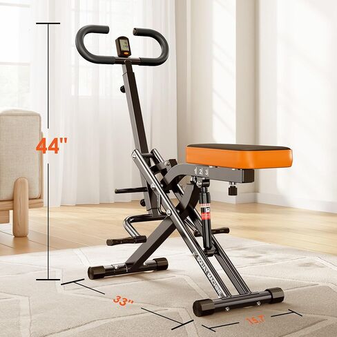 آلات التجديف لآلة القرفصاء من سوجيسهوم للمنزل قابلة للطي، آلة تجديف اللياقة البدنية، آلة القرفصاء والصف مع شريطي مقاومة قابلين للتعديل لممارسة التمارين الرياضية، سعة وزن 300 رطل، أحمر in Kuwait