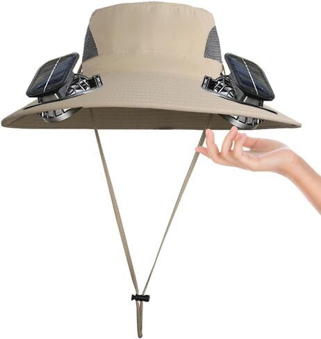 Wide Brim Sun Hats with Fans for Women Men Summer Fishing,Cooling Fishing Hat with Fans for Hiking Camping Hunting UPF 50+ in Saudi Arabia