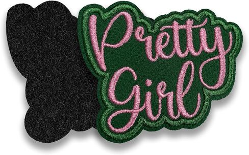 Pretty Girl Patch 3 بوصات هدايا وردية وخضراء فتاة التعبير عن الذات والحديد الأنثوي على/خياطة على بقع النسيج التطريز لقبعات الشاحن in Kuwait