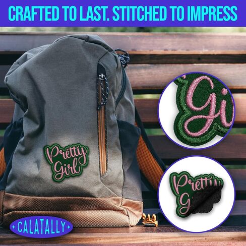 Pretty Girl Patch 3 بوصات هدايا وردية وخضراء فتاة التعبير عن الذات والحديد الأنثوي على/خياطة على بقع النسيج التطريز لقبعات الشاحن in Kuwait