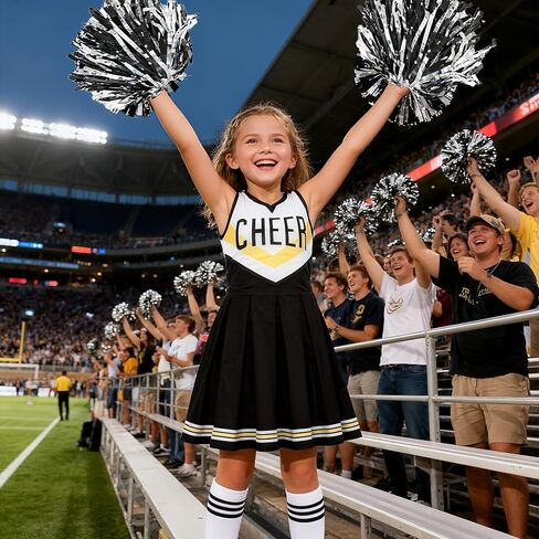 Cheerleader Costume for Girls Cheerleader Outfit for Kids Cheerleading Dress with Pom Poms for Halloween Dress Up in Kuwait