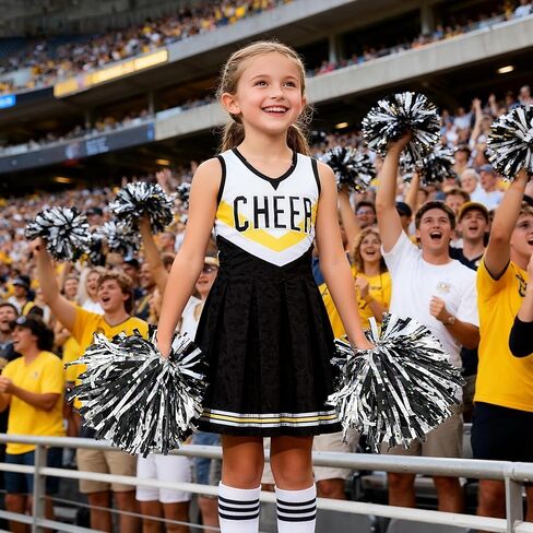 Cheerleader Costume for Girls Cheerleader Outfit for Kids Cheerleading Dress with Pom Poms for Halloween Dress Up in Kuwait