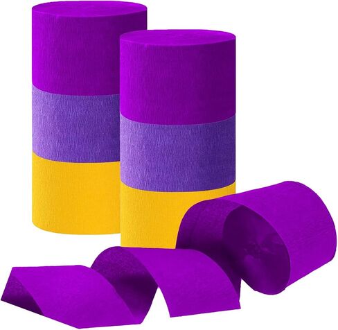 Tim&Lin Purple and Pink Crepe Paper Streamers, Party Streamer Decorations for Various Party Festival Decorations, 6 Rolls in Kuwait