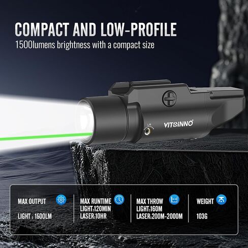 1500 Lumen Tactical Flashlight is Compatiable with Picatinny Rail for Rifle, Weapon Light with Strobe & Momentary, 3 Adjustable Brightness Levels (High/Medium/Low) in Saudi Arabia