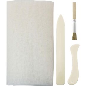 XGNG 4PCS Book Binding Cloth Kits Bone Folder Tools Brushes Repair Cloth Material for Repairing Binding of Old Books