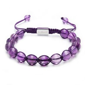 Real Amethyst Women's Crystal Bracelet, HASKARE Genuine Healing Crystal Beads Bracelet for Women, 8mm Energy Stone Amethyst Natural Gemstone Bracelet Mothers Day Valentine Christmas Gifts for Women