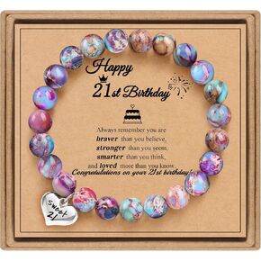 Sistble Gifts for 16 Year Old Teen Girl, Jasper Beaded Bracelets for Women Sweet 16th Birthday Gifts for Teen Girls Stretch Bracelet Christmas Gift Ideas Daughter Girlfriend Jewelry in Saudi Arabia