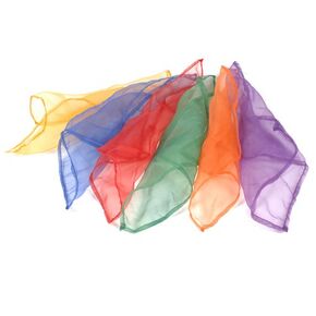 Constructive Playthings Set of Six 36" Square X-Tra Large Children's Rainbow Scarves for Dancing and Movement in Vibrant Colors